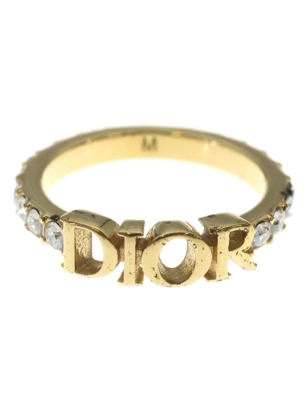 Dior Logo Ring Gold Rhinestone